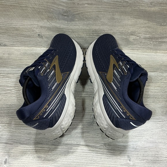 Brooks Adrenaline GTS 19 Mens Running Shoes Navy Gold Sneakers Size 11.5 D